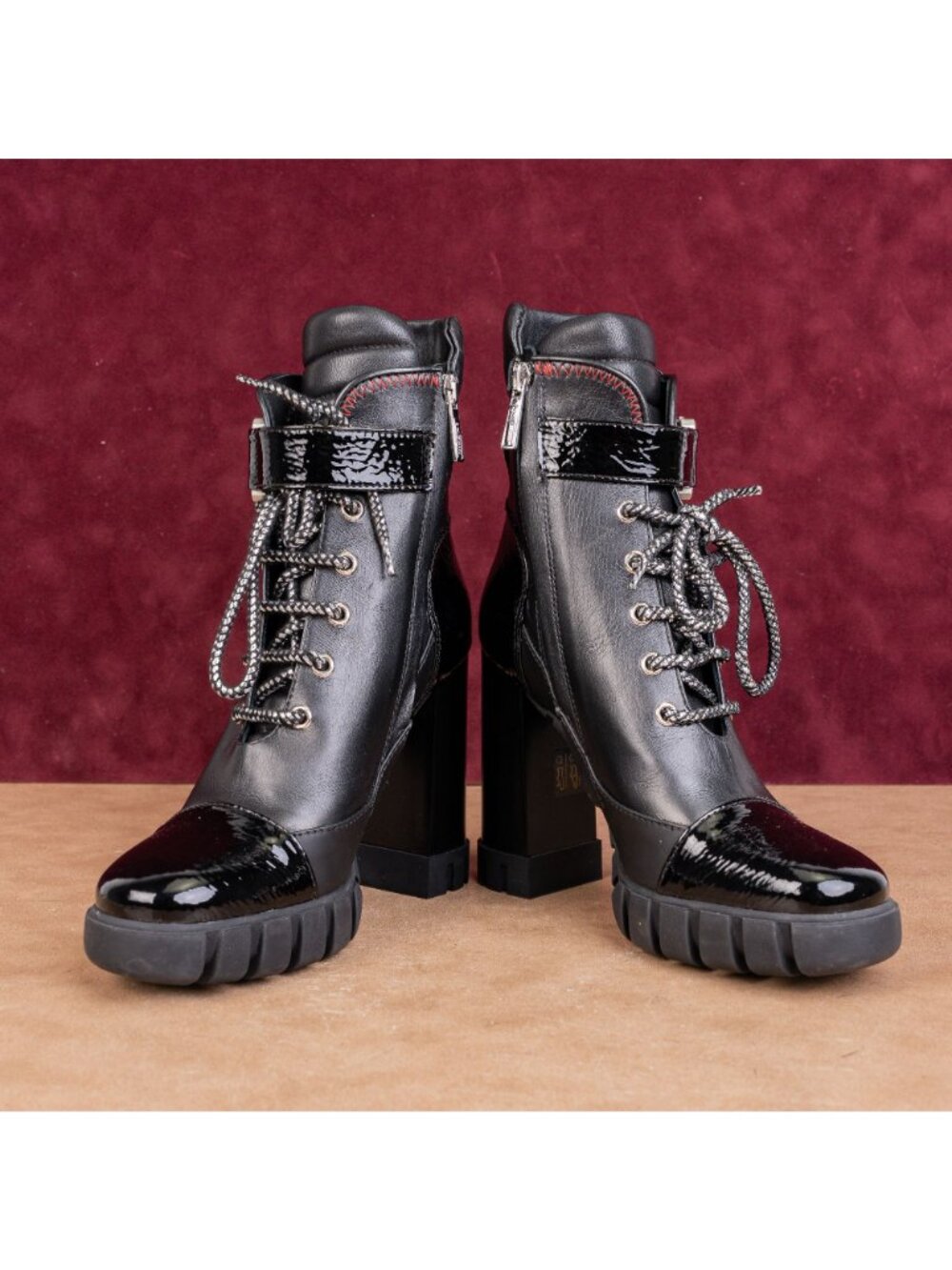 Baldinini Women Tron Black Leather Lace-up Zip Party Festival Boots 6.5US EUR37 - Picture 2 of 8